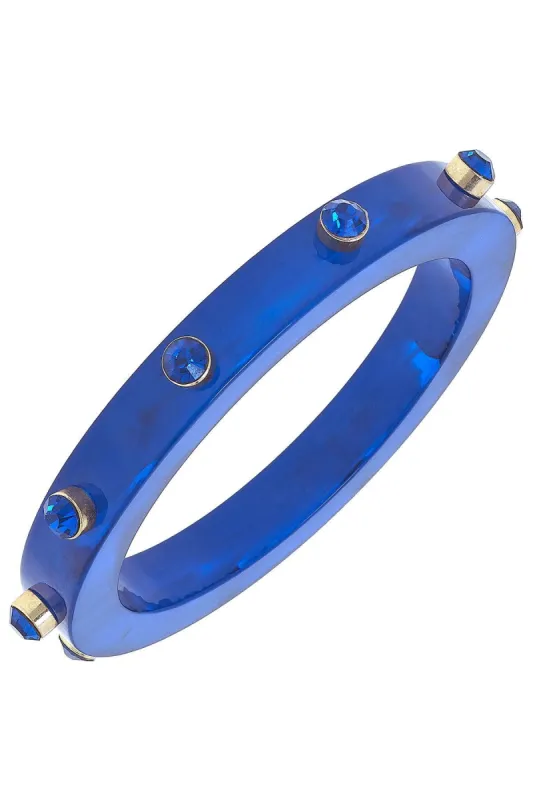 Renee Resin and Rhinestone Bangle in Blue made by Canvas