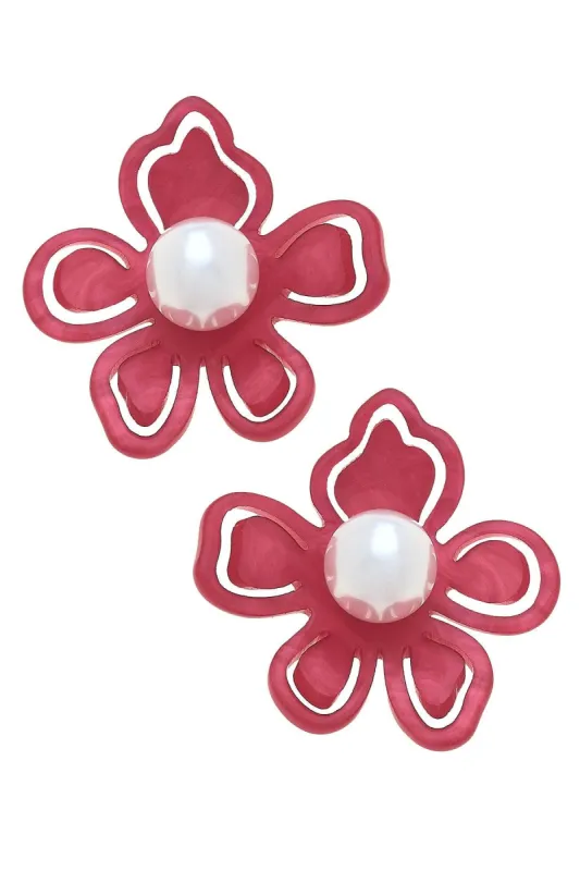 Julia Resin Flower Statement Stud Earrings sold by Canvas Style