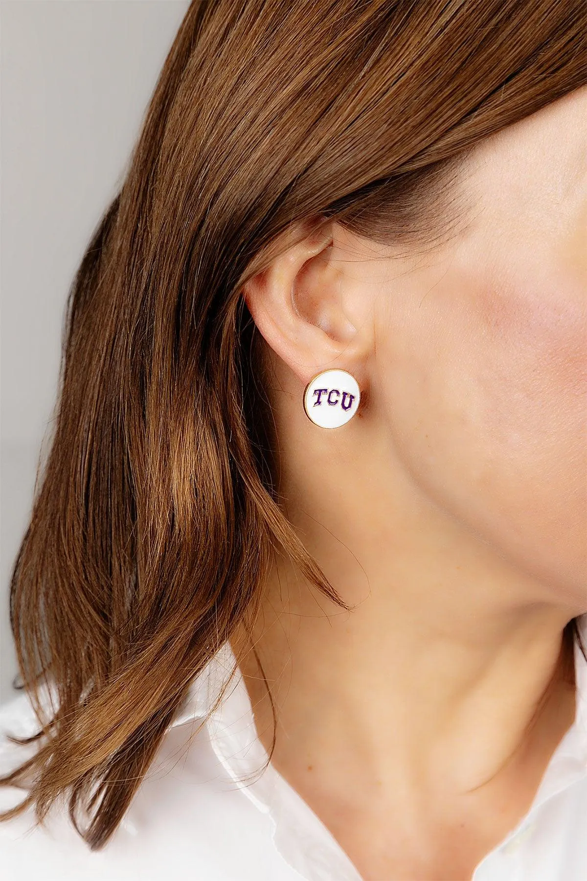 TCU Horned Frogs Enamel Disc Stud Earrings - FINAL SALE sold by Canvas Style product image thumbnail 3