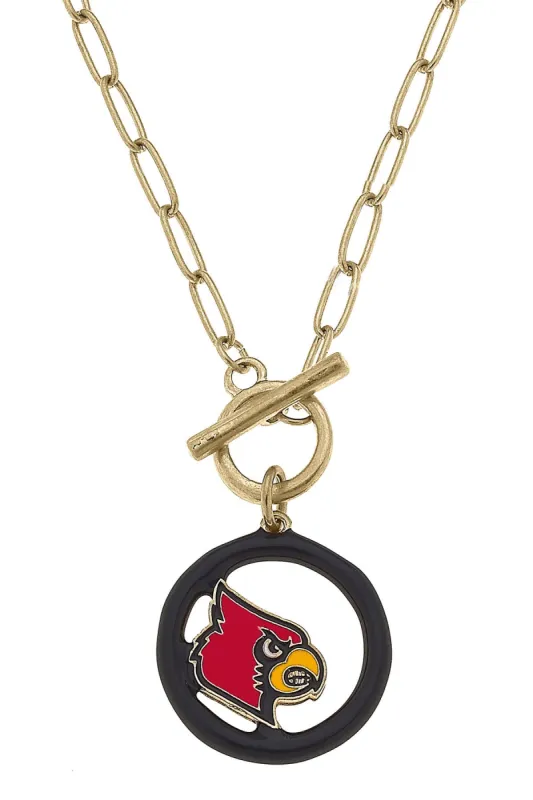 Louisville Cardinals Enamel Logo T-Bar 16" Necklace sold by Canvas Style