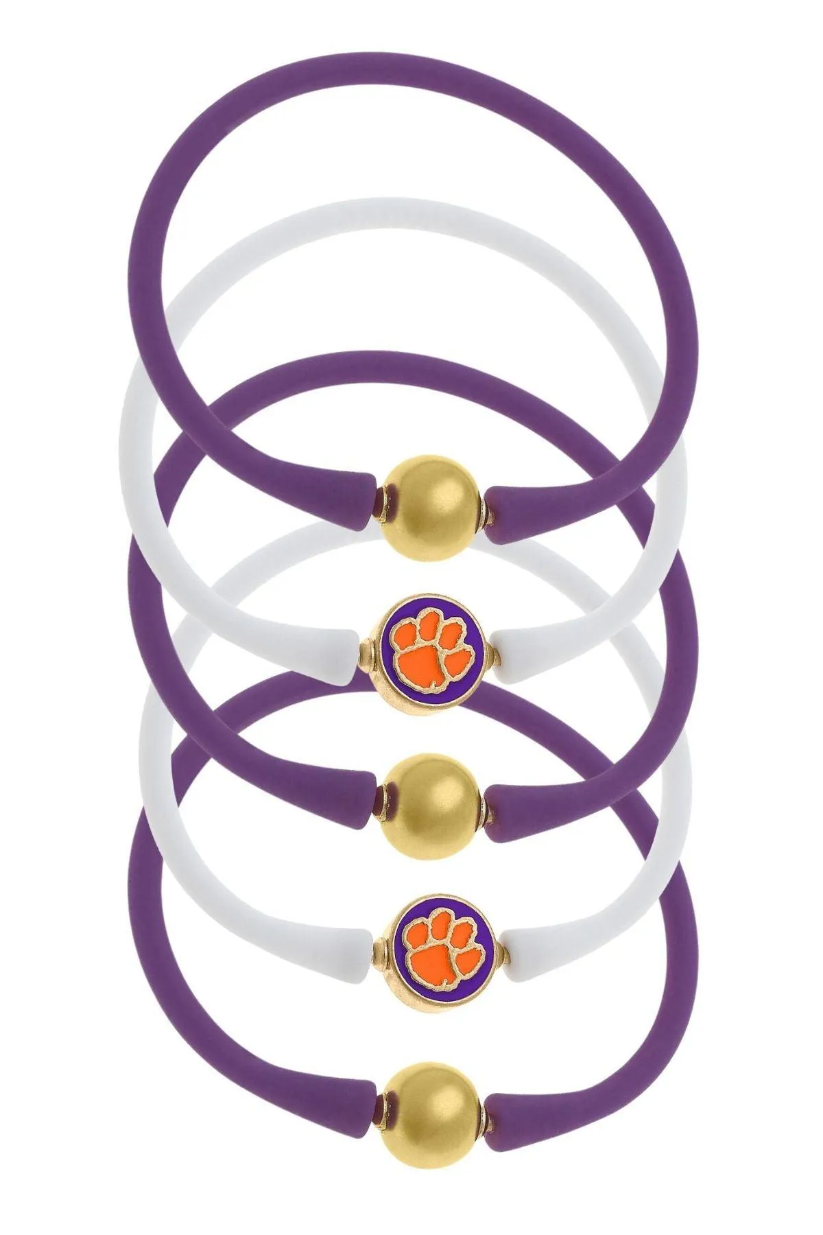 Clemson Tigers 24K Gold Plated Bali Bracelet Stack (Set of 5) sold by Canvas Style