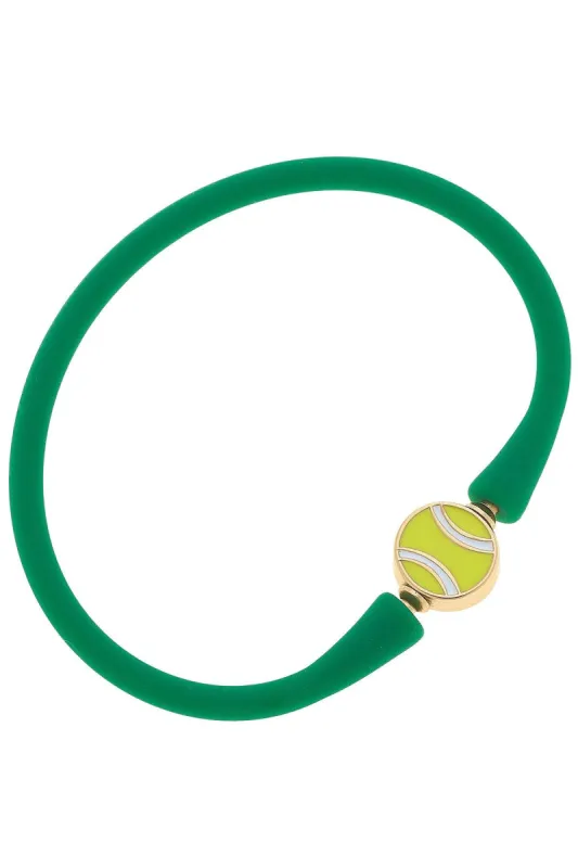 Enamel Tennis Ball Silicone Bali Bracelet in Green sold by Canvas Style