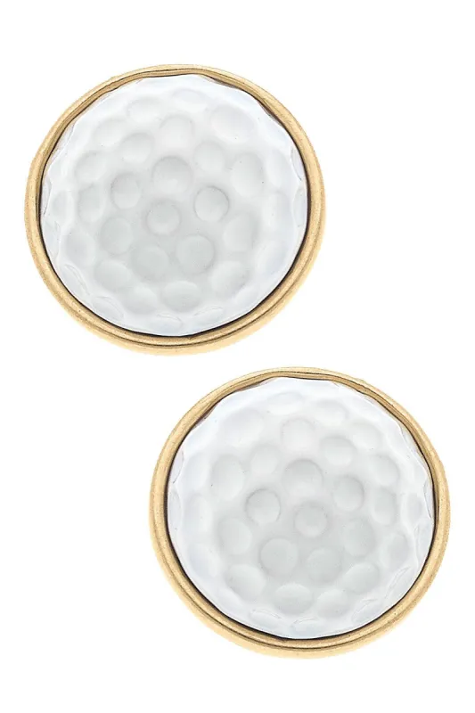 Flynn Golf Ball Stud Earrings in White sold by Canvas Style