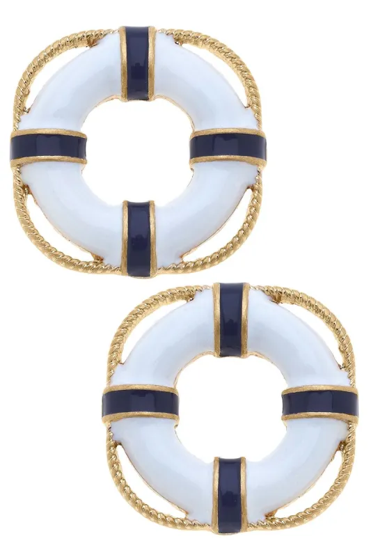 Aster Enamel Life Preserver Stud Earrings - FINAL SALE sold by Canvas Style
