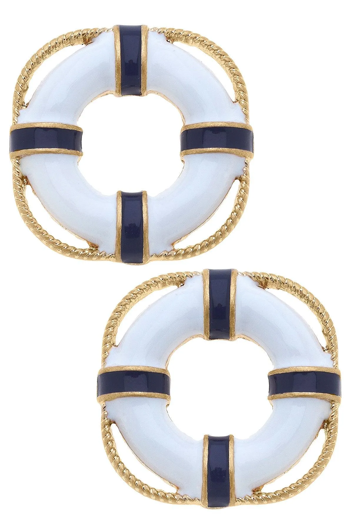 Aster Enamel Life Preserver Stud Earrings - FINAL SALE sold by Canvas Style