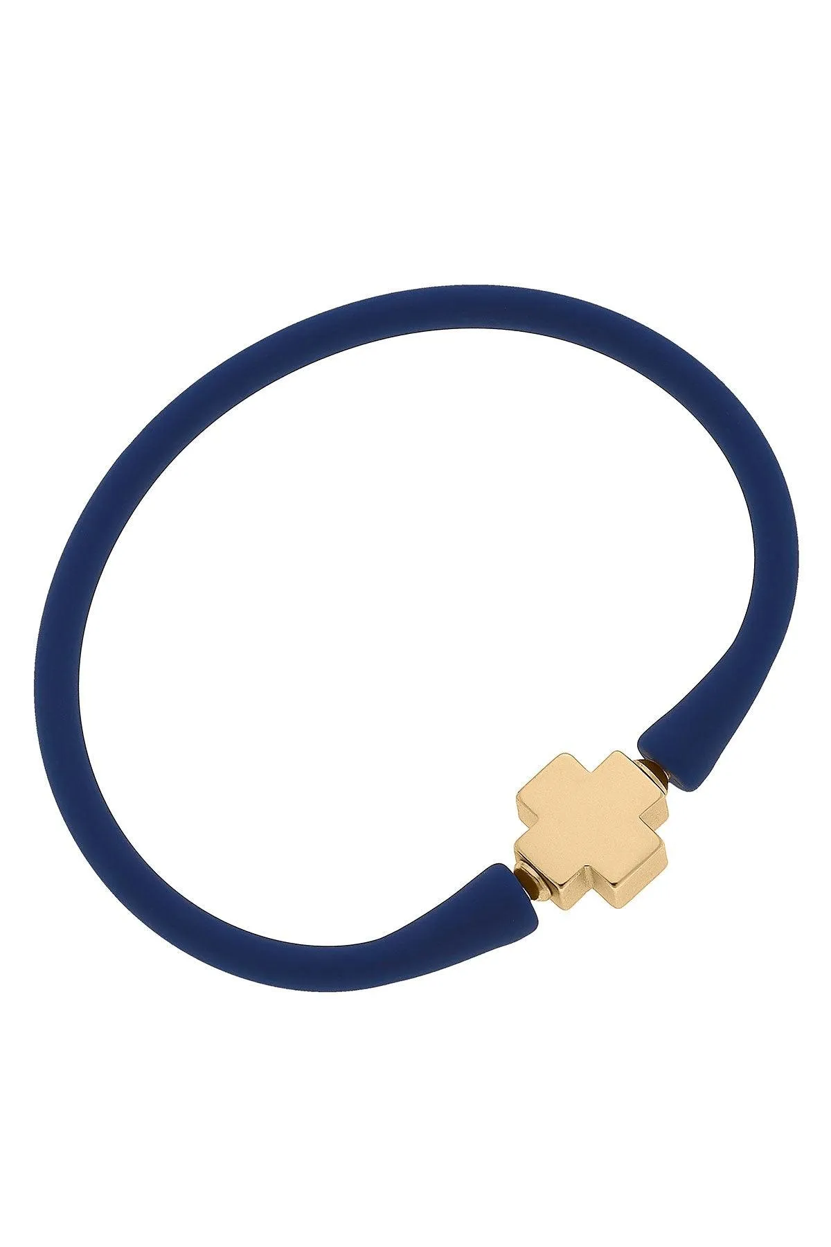 Bali 24K Gold Plated Cross Bead Silicone Bracelet in Royal Blue - FINAL SALE sold by Canvas Style