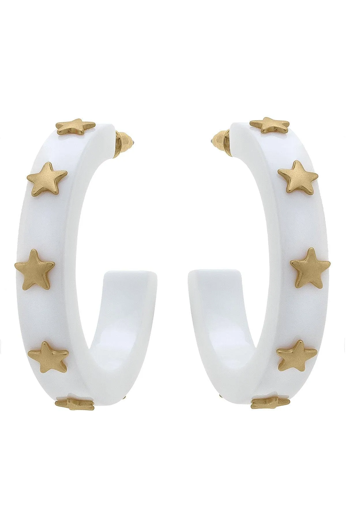 Liberty Star Resin Hoop Earrings in White sold by Canvas Style