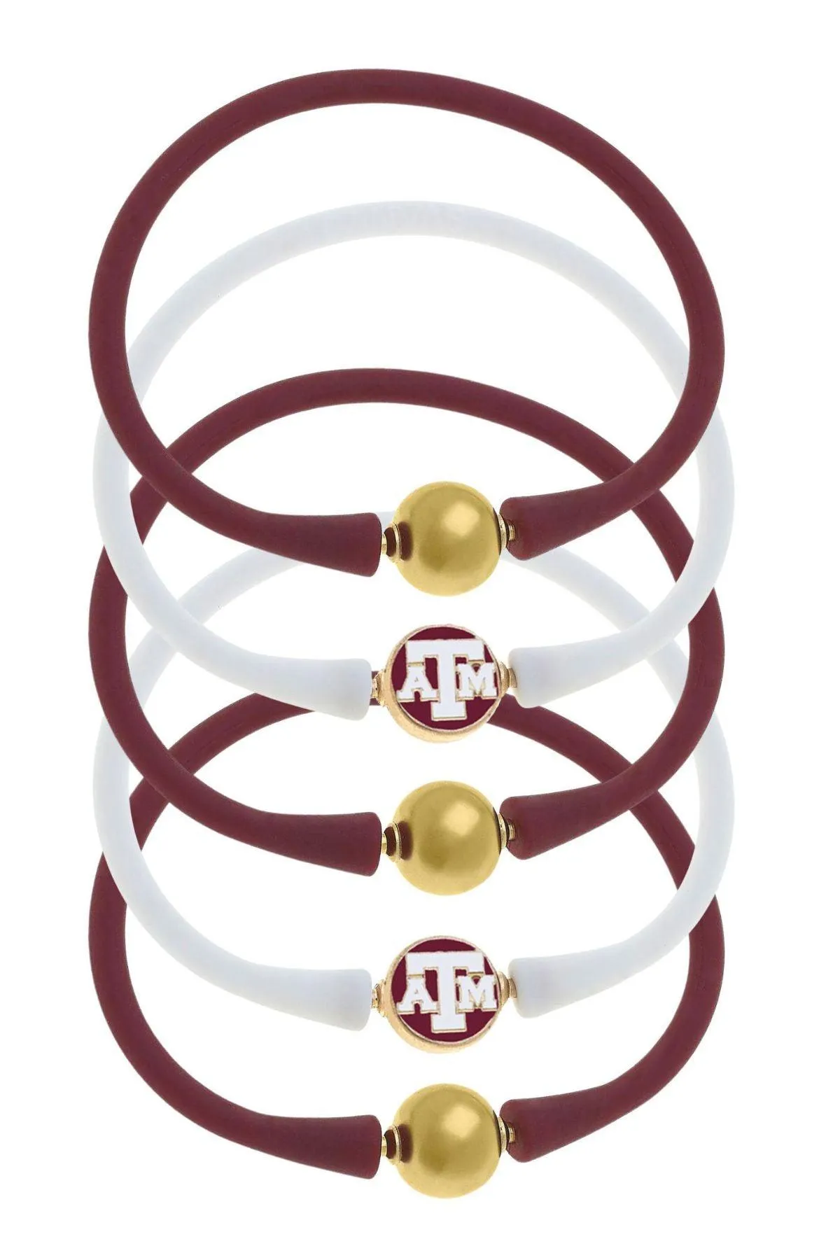 Texas A&M Aggies 24K Gold Plated Bali Bracelet Stack (Set of 5) sold by Canvas Style