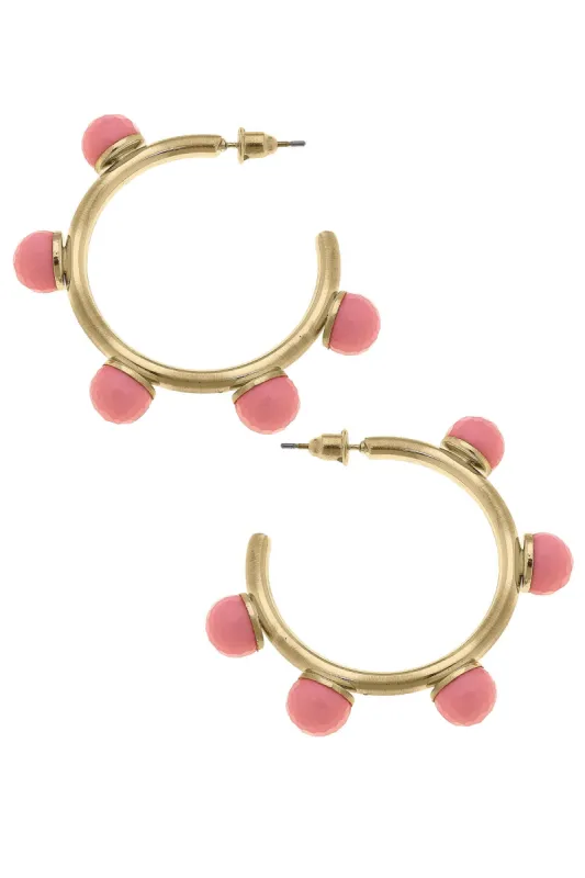 Allison Resin Beaded Hoop Earrings in Pink sold by Canvas Style
