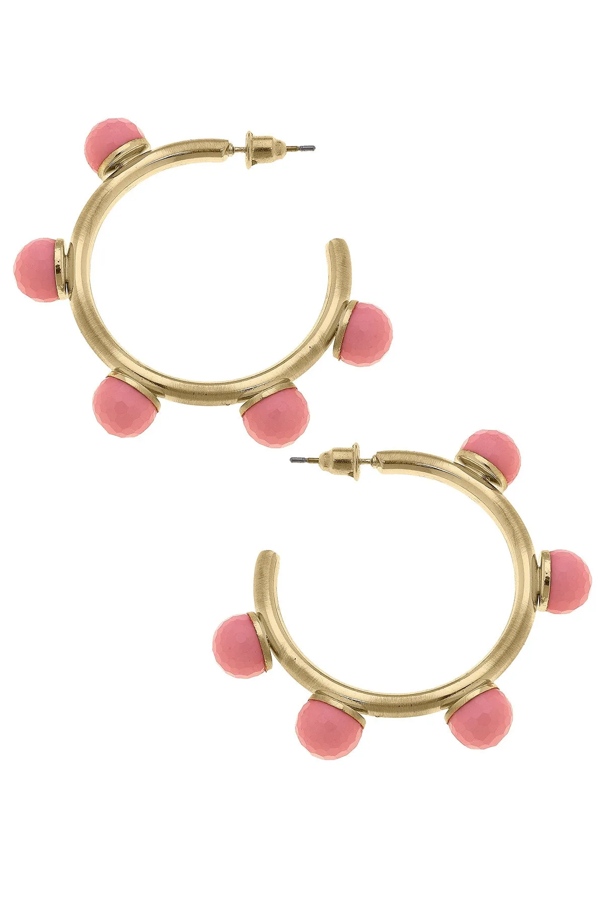 Allison Resin Beaded Hoop Earrings in Pink sold by Canvas Style