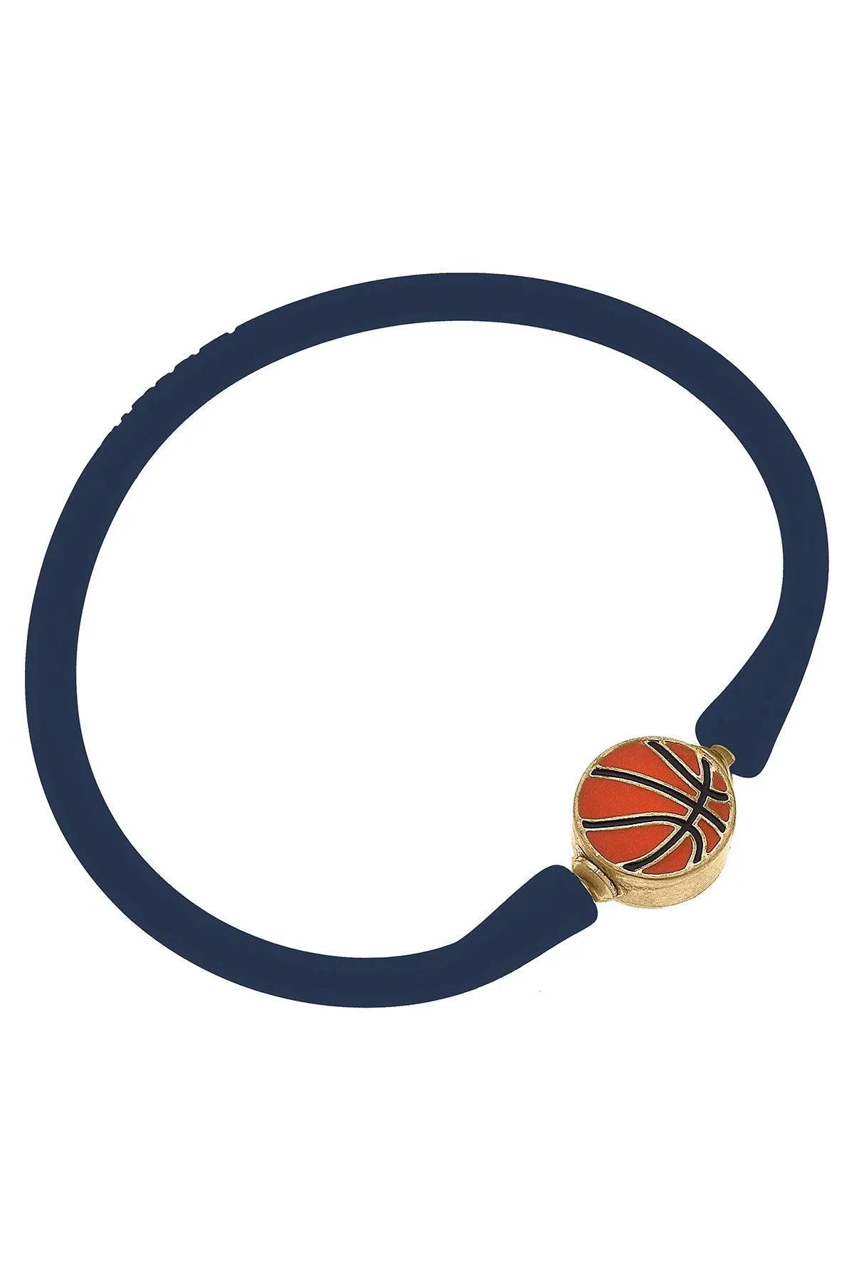 Enamel Basketball Silicone Bali Bracelet in Navy sold by Canvas Style