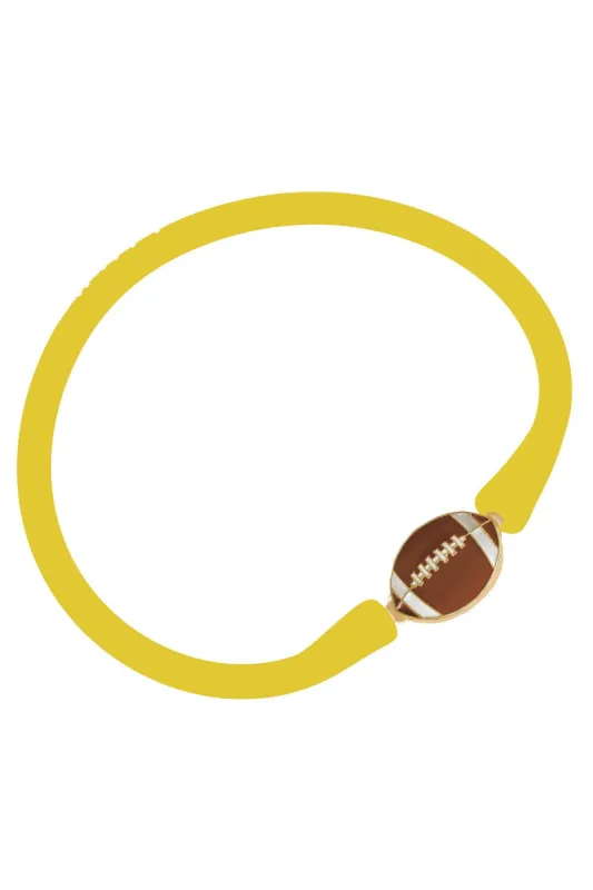 Enamel Football Silicone Bali Bracelet in Yellow sold by Canvas Style