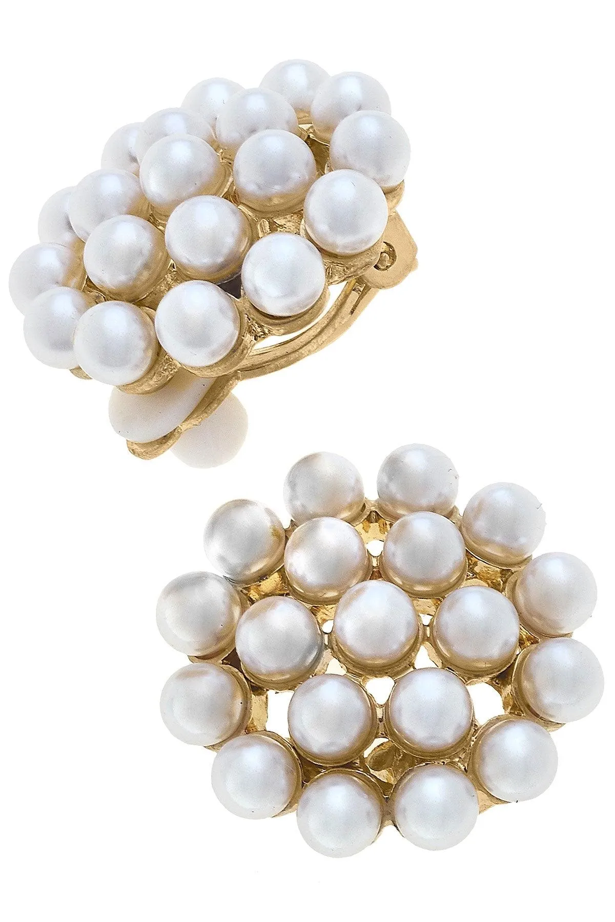 Everly Pearl Cluster Clip-On Earring in Ivory sold by Canvas Style
