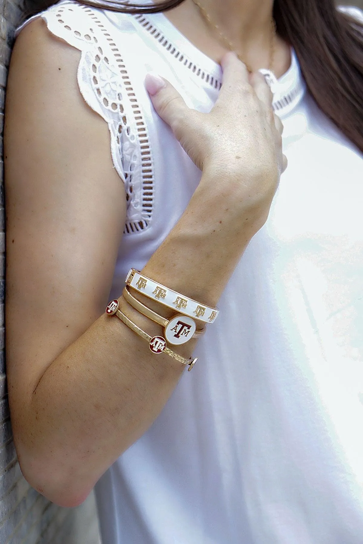 Texas A&M Aggies Enamel Logo Hinge Bangle sold by Canvas Style product image thumbnail 2