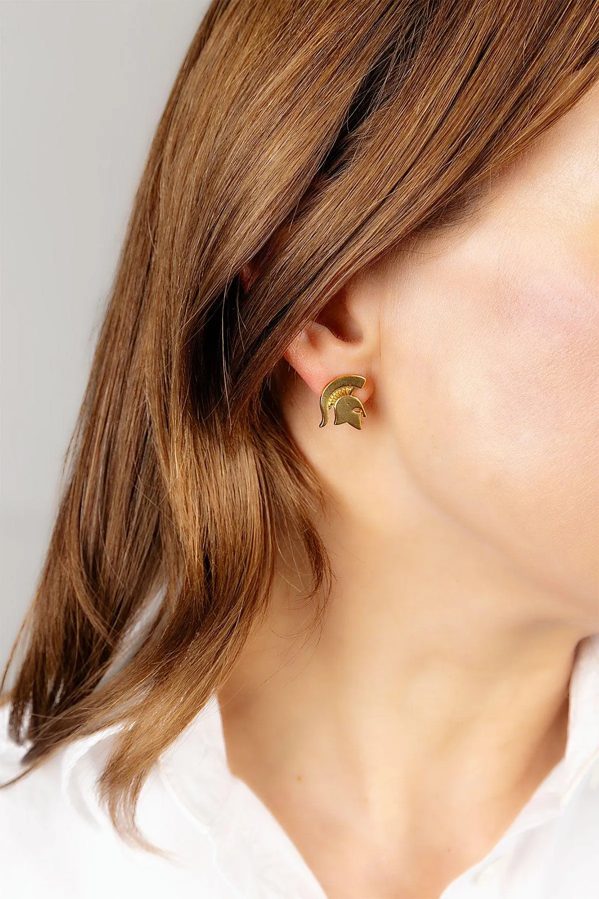 Michigan State Spartans 24K Gold Plated Stud Earrings sold by Canvas Style product image thumbnail 2
