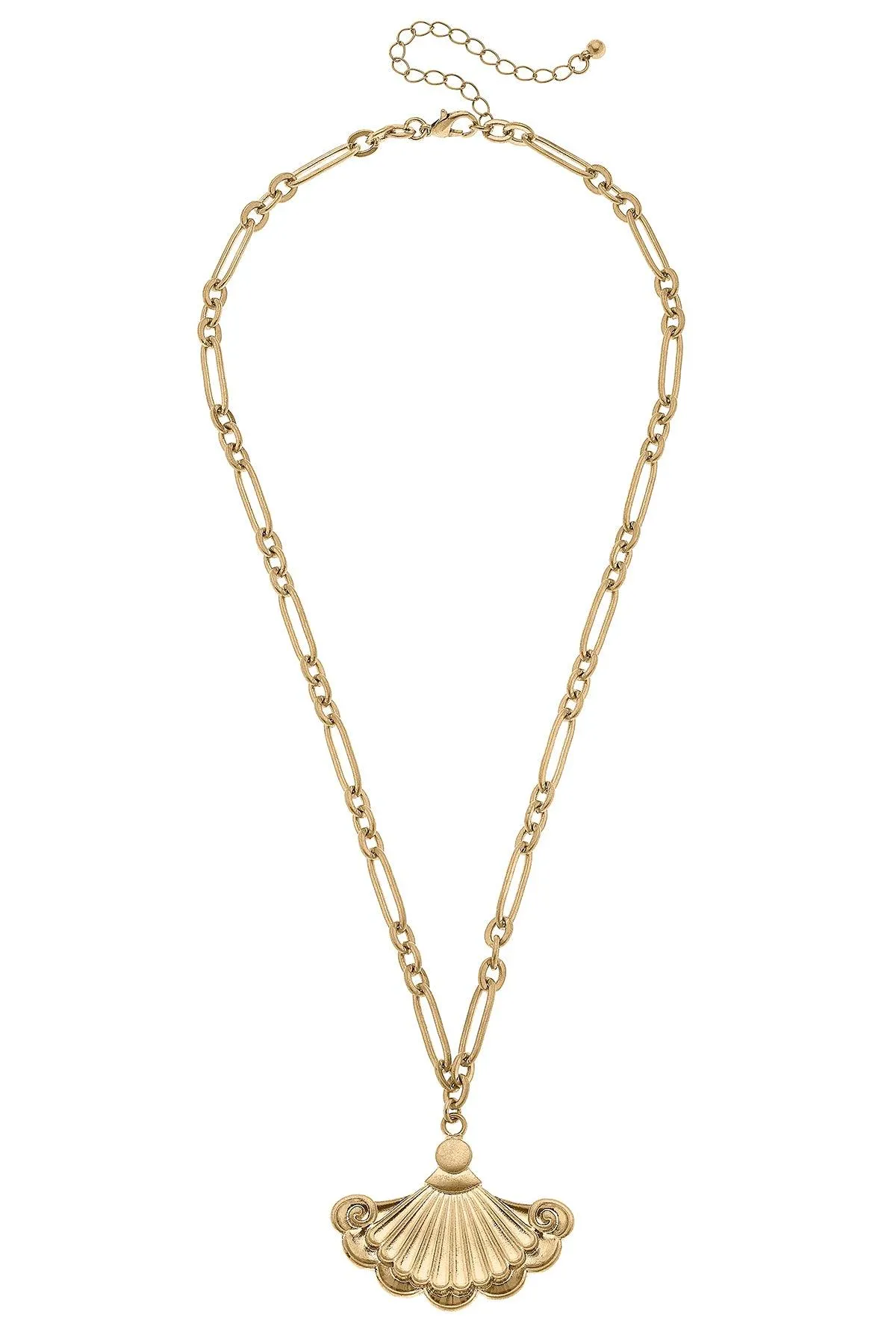 Yvonne French Fan Pendant Necklace in Worn Gold sold by Canvas Style product image thumbnail 2