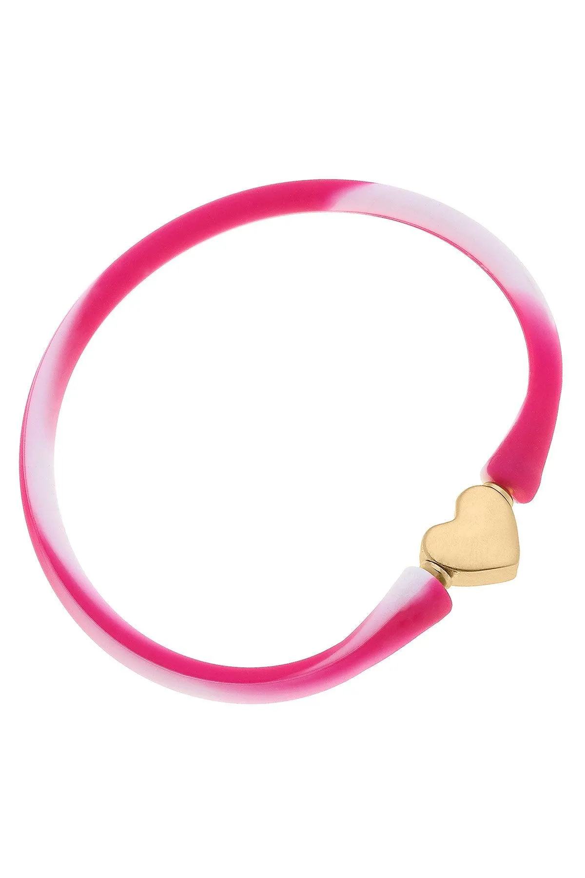 Bali Heart Bead Silicone Bracelet in Tie Dye Pink sold by Canvas Style