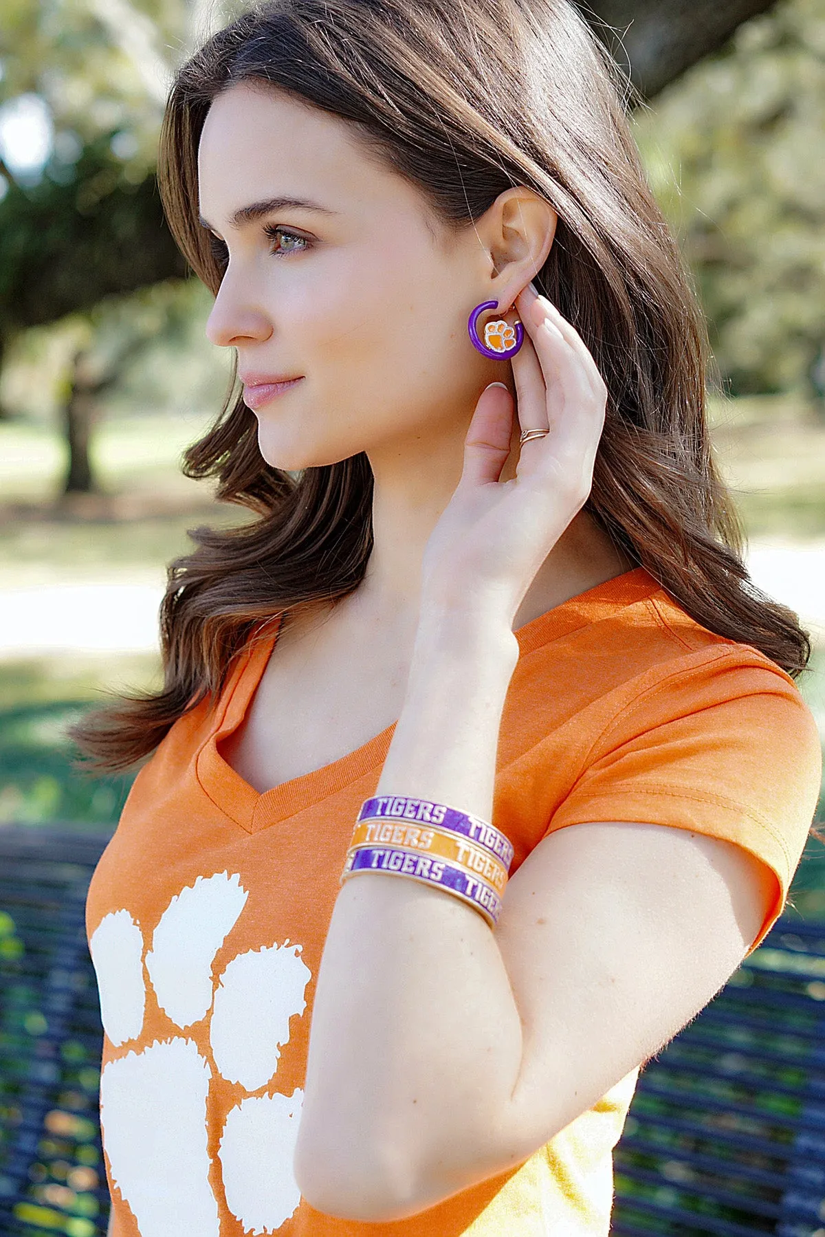 Clemson Tigers Enamel Logo Earrings sold by Canvas Style product image thumbnail 2