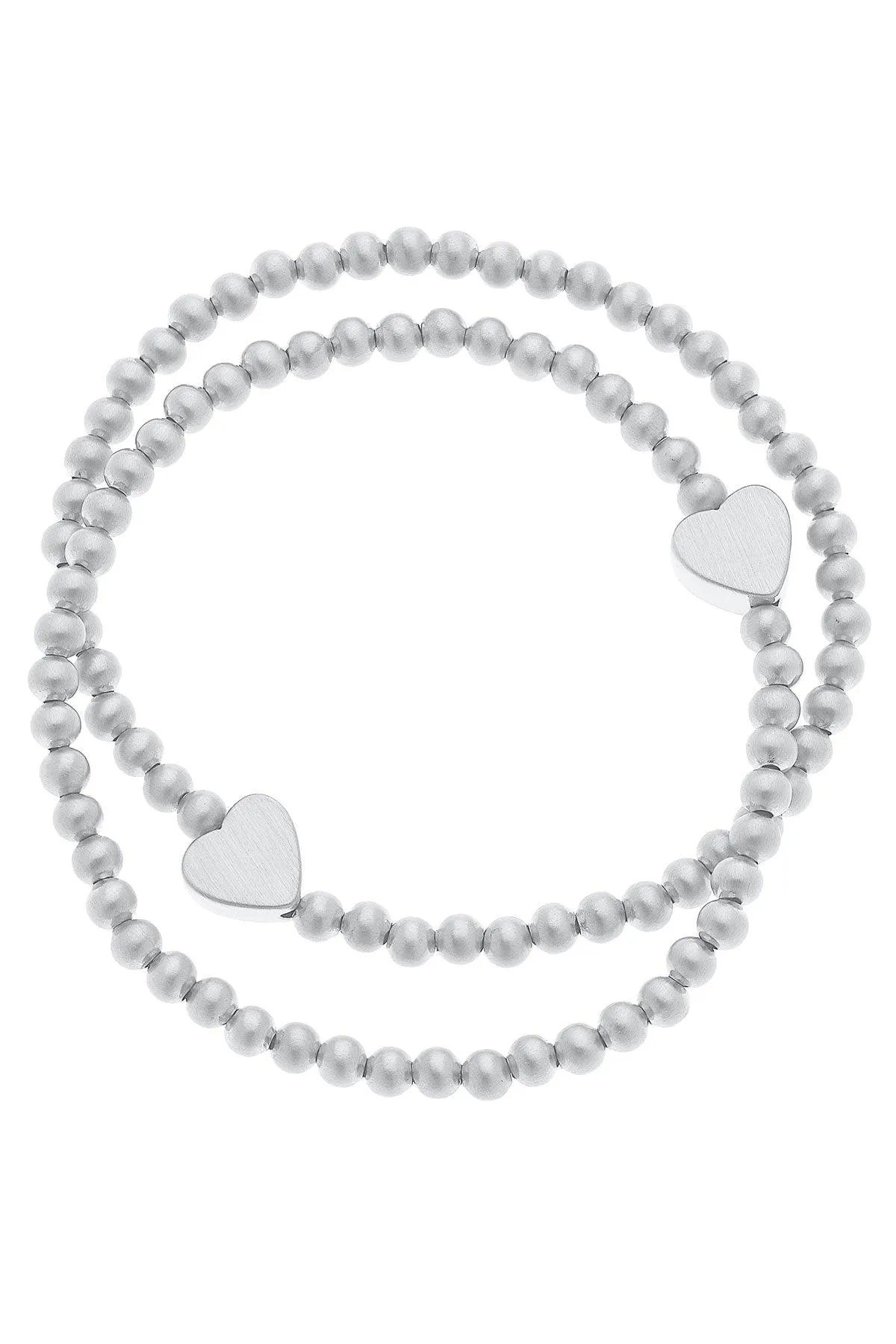 Isa Heart Ball Bead Stretch Bracelets (Set of 2) sold by Canvas Style