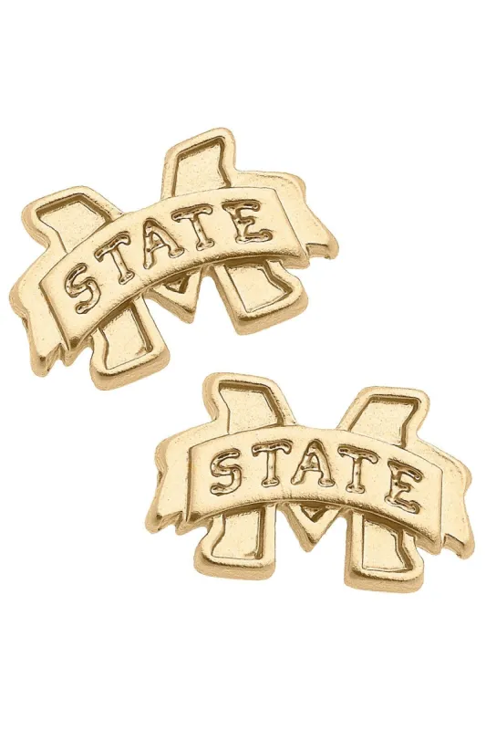 Mississippi State Bulldogs 24K Gold Plated Stud Earrings sold by Canvas Style