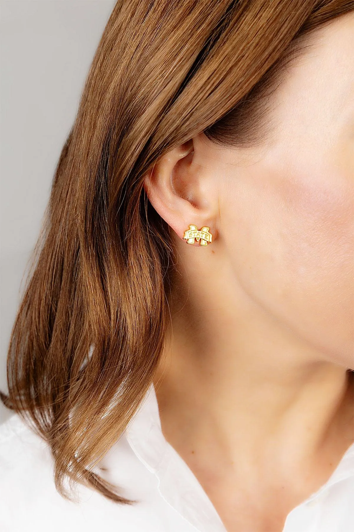 Mississippi State Bulldogs 24K Gold Plated Stud Earrings sold by Canvas Style product image thumbnail 2