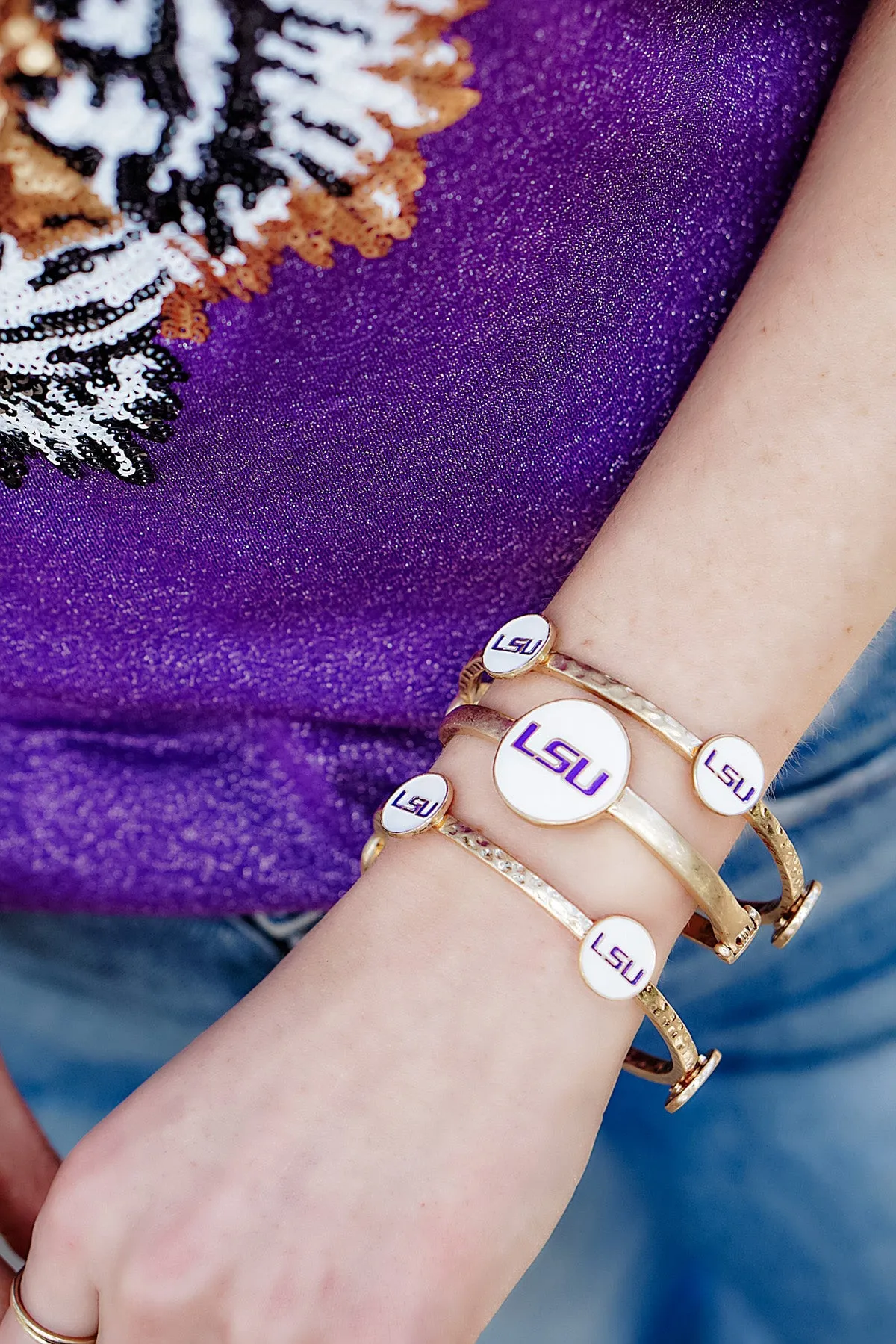 LSU Tigers Enamel Statement Hinge Bangle - FINAL SALE sold by Canvas Style product image thumbnail 2