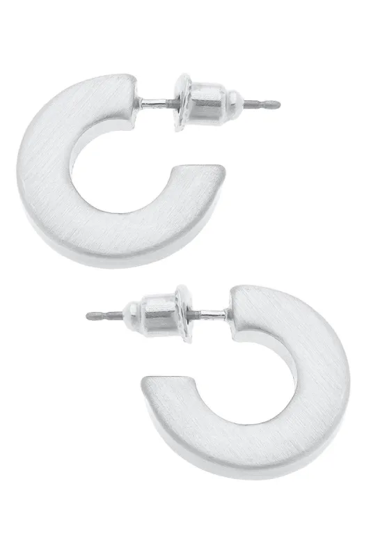 Cali Large Flat Hoop Earrings in Satin Silver sold by Canvas Style