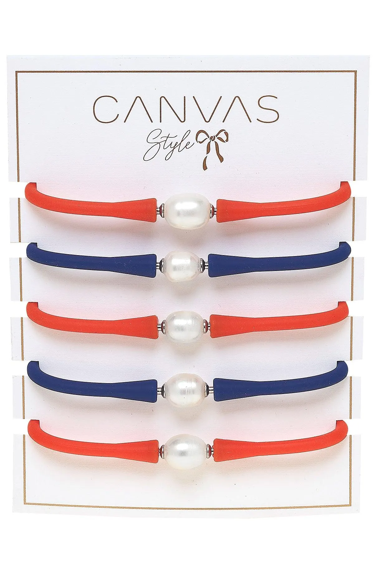 Bali Game Day Freshwater Pearl Bracelet Set of 5 in Royal Blue & Orange sold by Canvas Style product image thumbnail 2