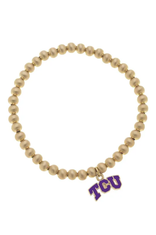 TCU Horned Frogs Ball Bead Stretch Bracelet sold by Canvas Style