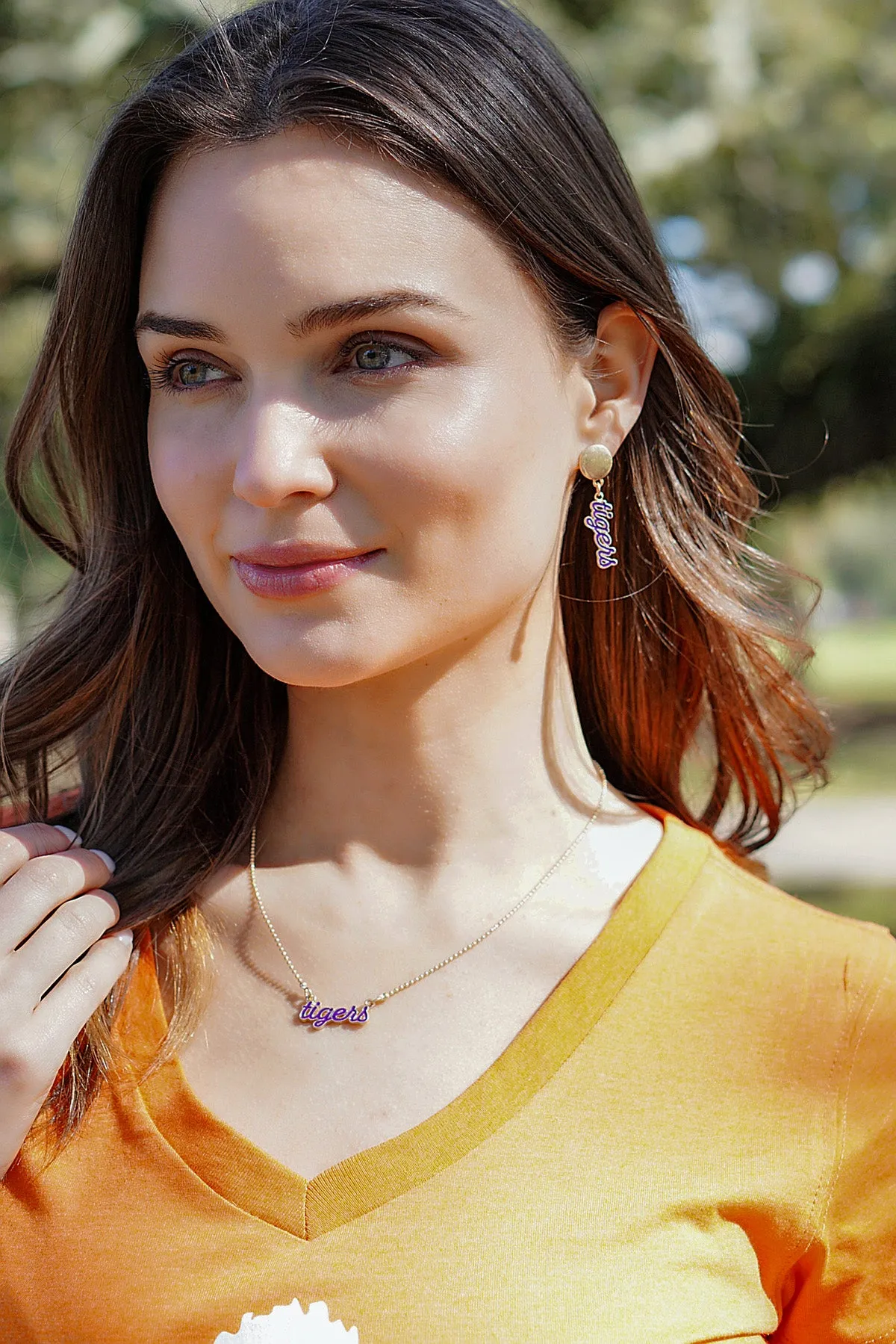 Clemson Tigers Enamel Script Earrings - FINAL SALE sold by Canvas Style product image thumbnail 2