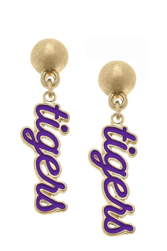 Clemson Tigers Enamel Script Earrings sold by Canvas Style