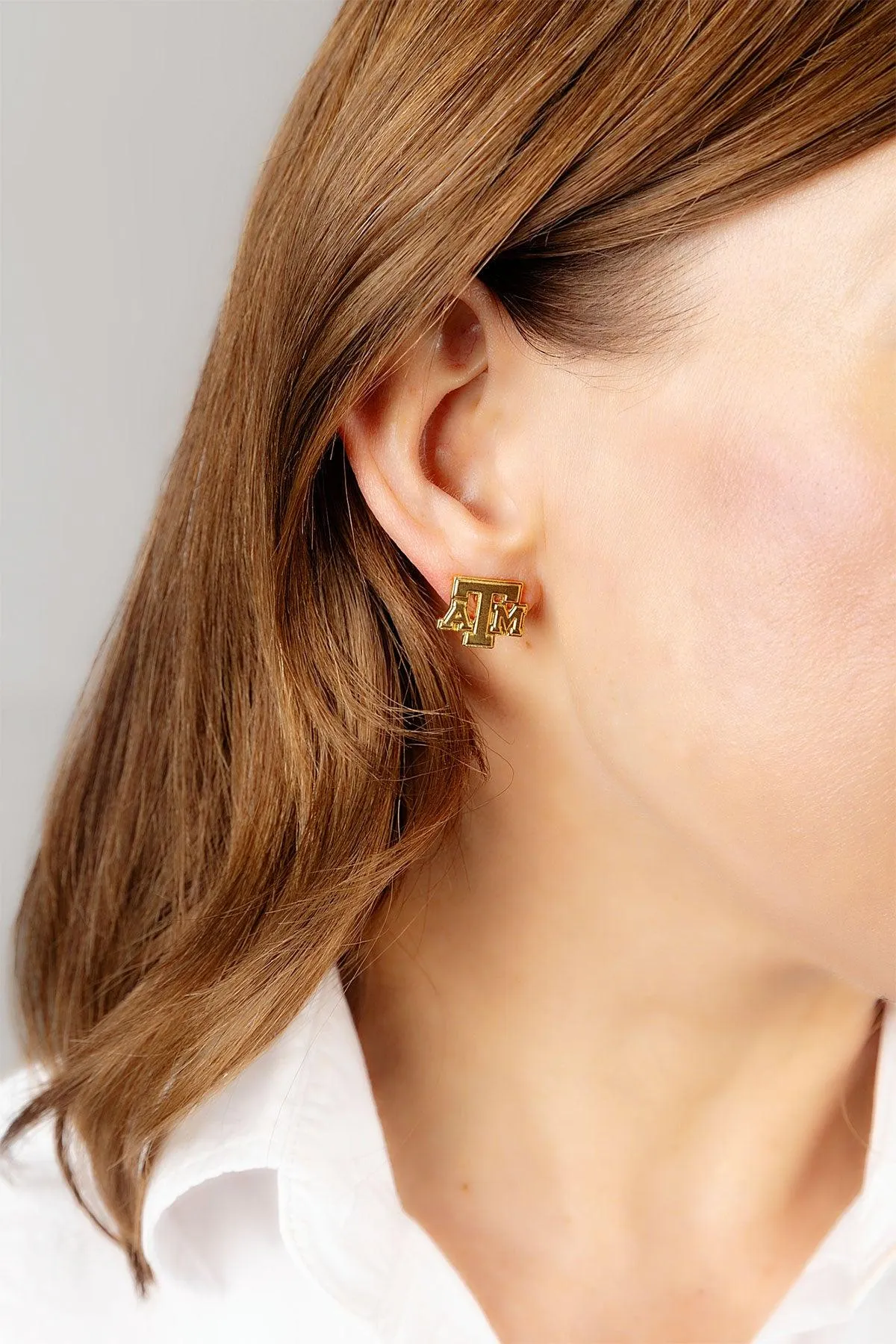 Texas A&M Aggies 24K Gold Plated Stud Earrings sold by Canvas Style product image thumbnail 3