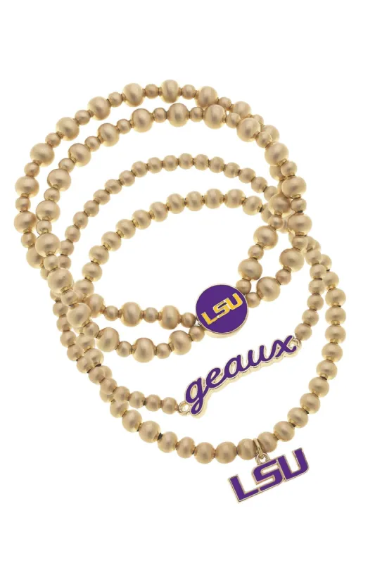 LSU Tigers Ball Bead Stretch Bracelet Stack sold by Canvas Style