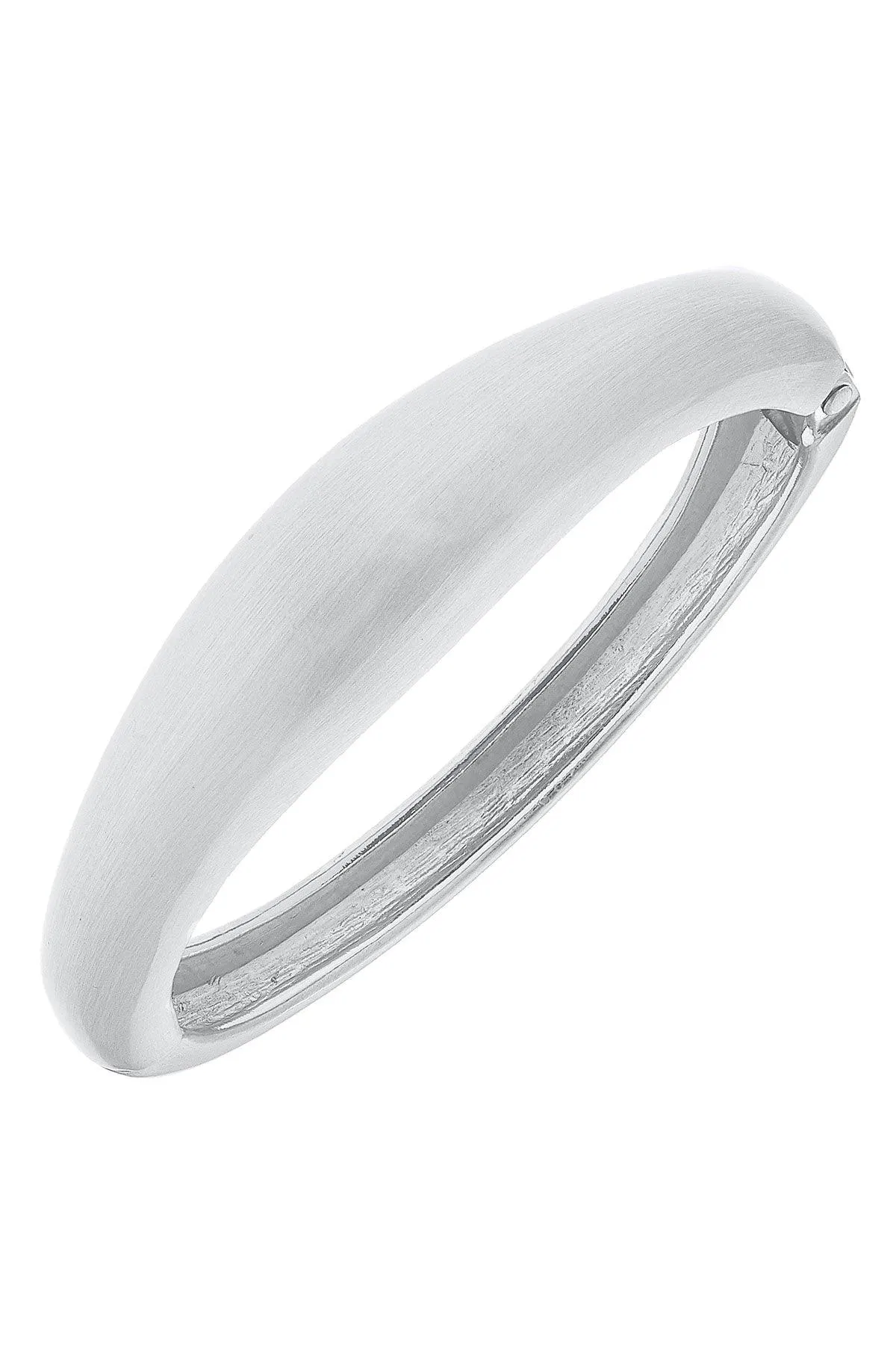 Josephine Statement Hinge Bangle in Satin Silver sold by Canvas Style