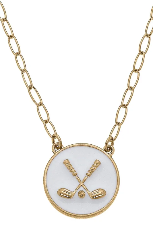 Paige Golf Clubs Enamel Pendant Necklace sold by Canvas Style
