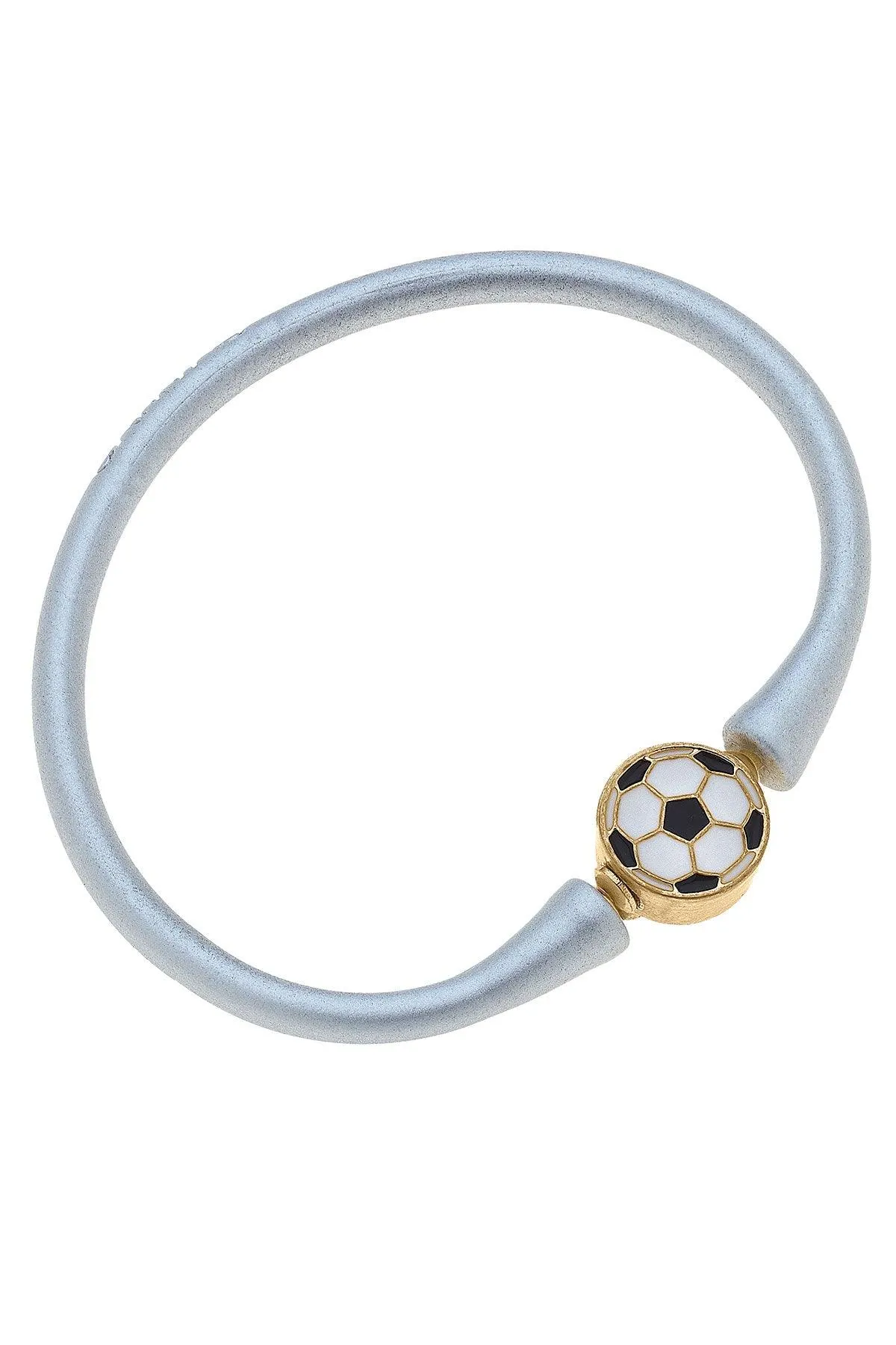 Enamel Soccer Ball Silicone Bali Bracelet in Silver - FINAL SALE sold by Canvas Style