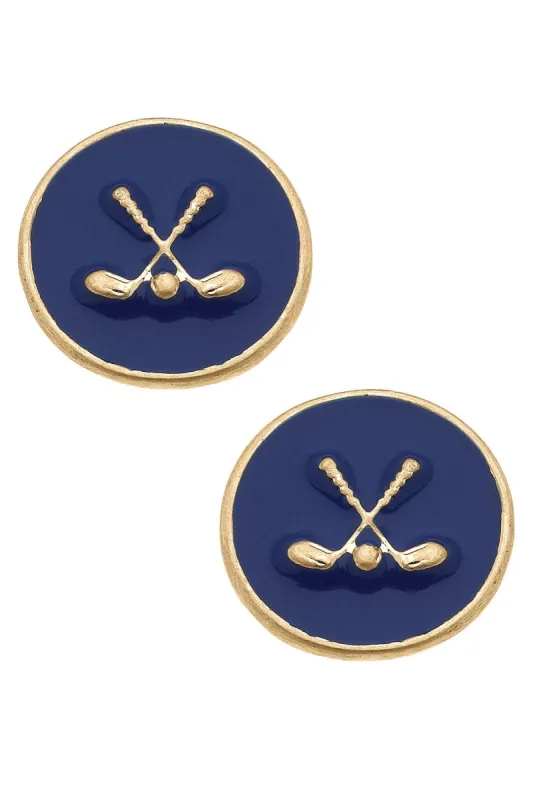 Paige Golf Clubs Enamel Stud Earrings sold by Canvas Style