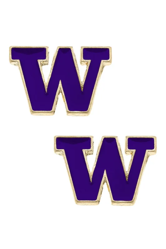 Washington Huskies Enamel Stud Earrings in Purple sold by Canvas Style