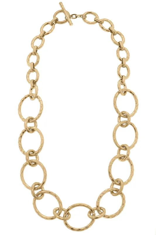 Bliss Hammered Chain Link Statement Necklace sold by Canvas Style