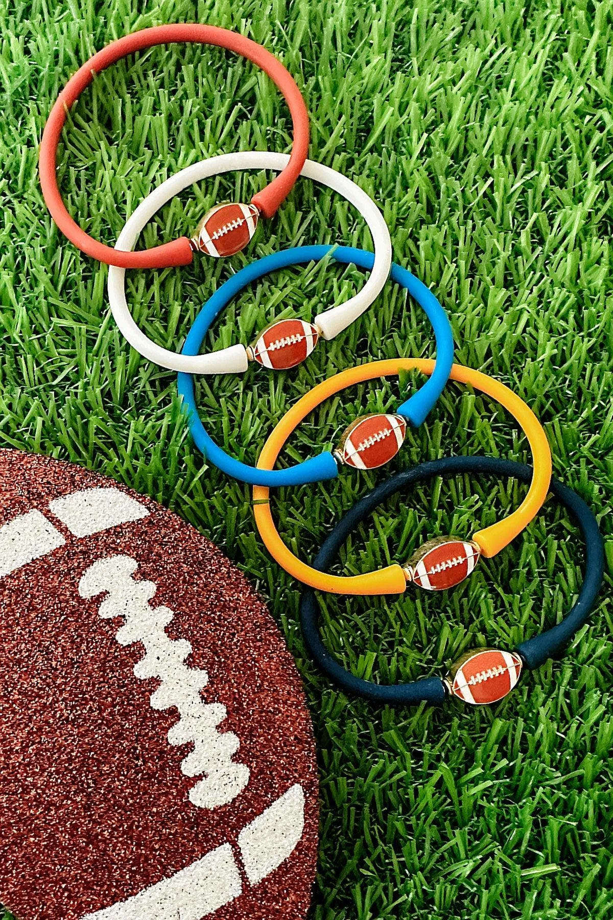 Enamel Football Silicone Bali Bracelet in Cantaloupe sold by Canvas Style product image thumbnail 2
