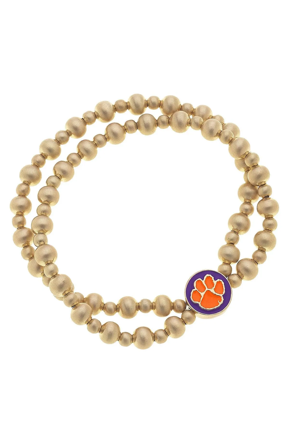 Clemson Tigers 2-Row Ball Bead Stretch Bracelet sold by Canvas Style