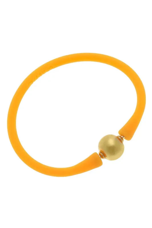 Bali 24K Gold Plated Ball Bead Silicone Bracelet in Neon Orange - FINAL SALE sold by Canvas Style
