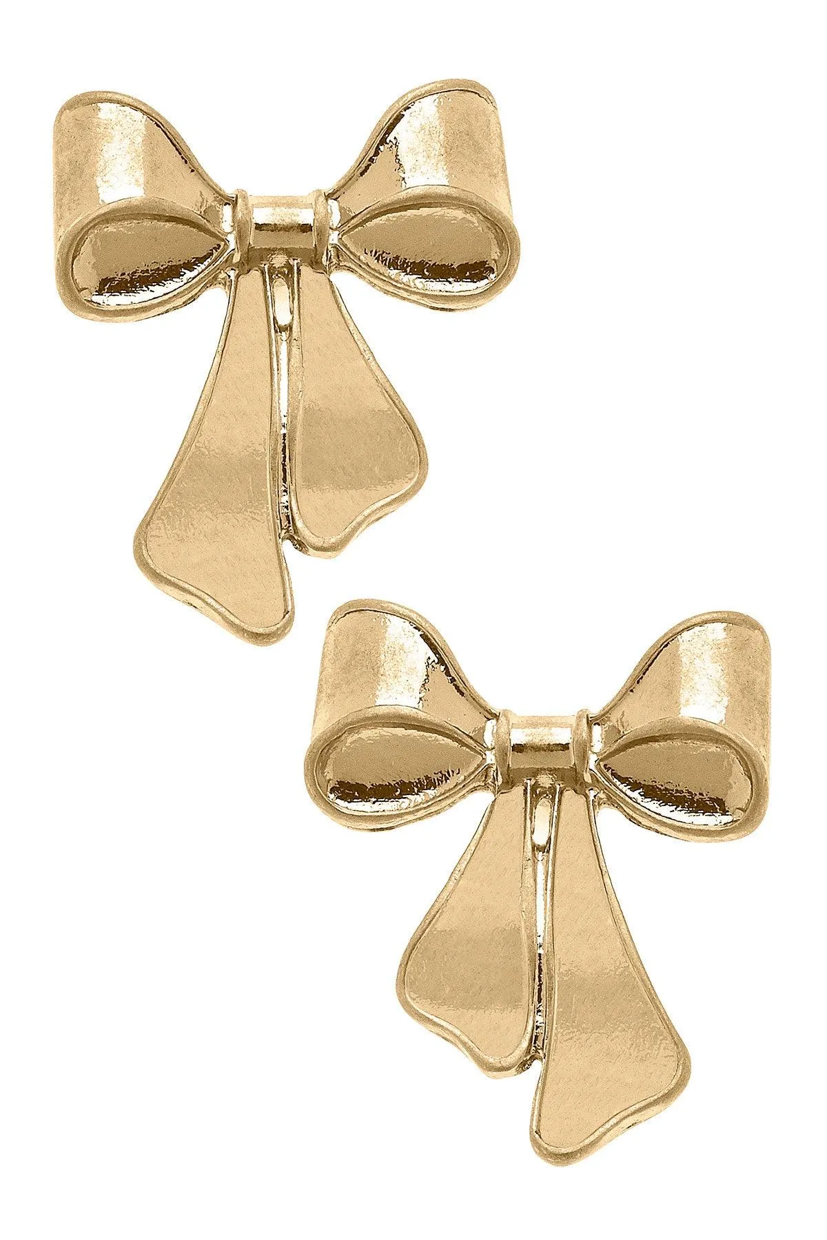 Maxwell Bow Stud Earrings in Worn Gold sold by Canvas Style