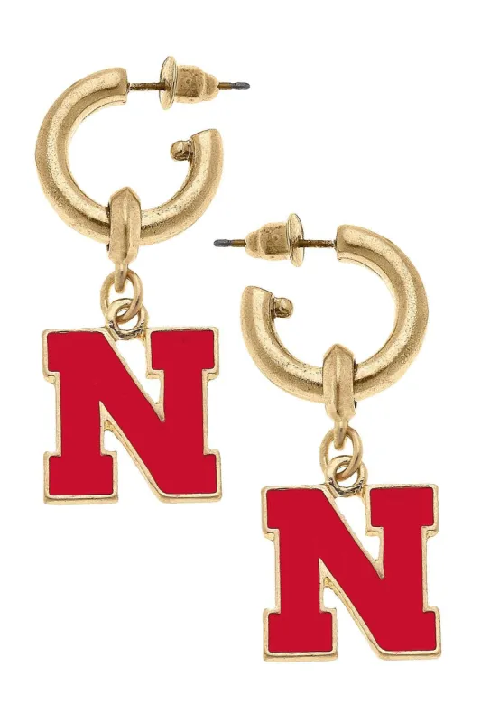 Nebraska Cornhuskers Enamel Drop Hoop Earrings - FINAL SALE sold by Canvas Style