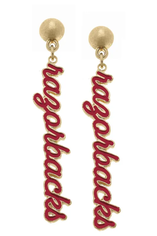 Arkansas Razorbacks Enamel Script Earrings sold by Canvas Style