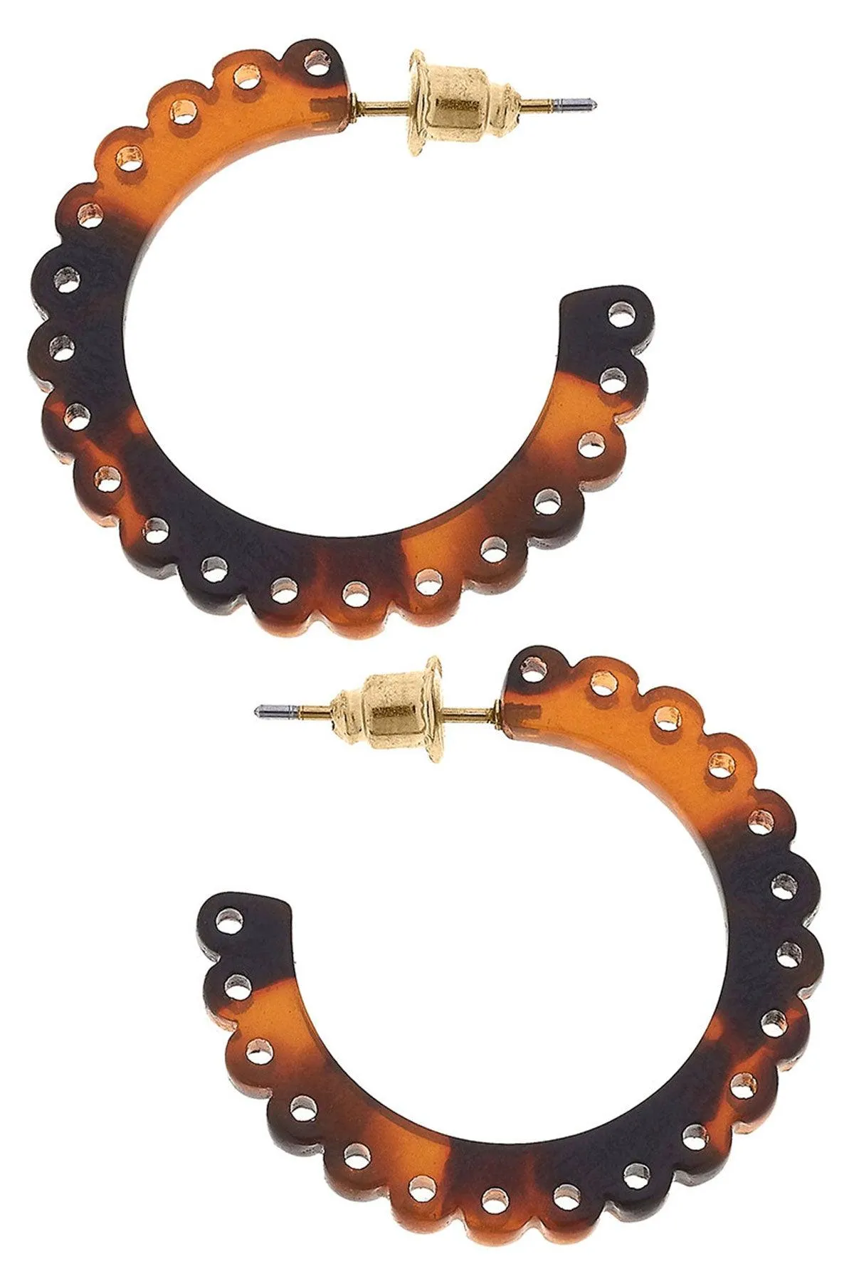 Khloe Scalloped Resin Hoop Earrings in Tortoise sold by Canvas Style