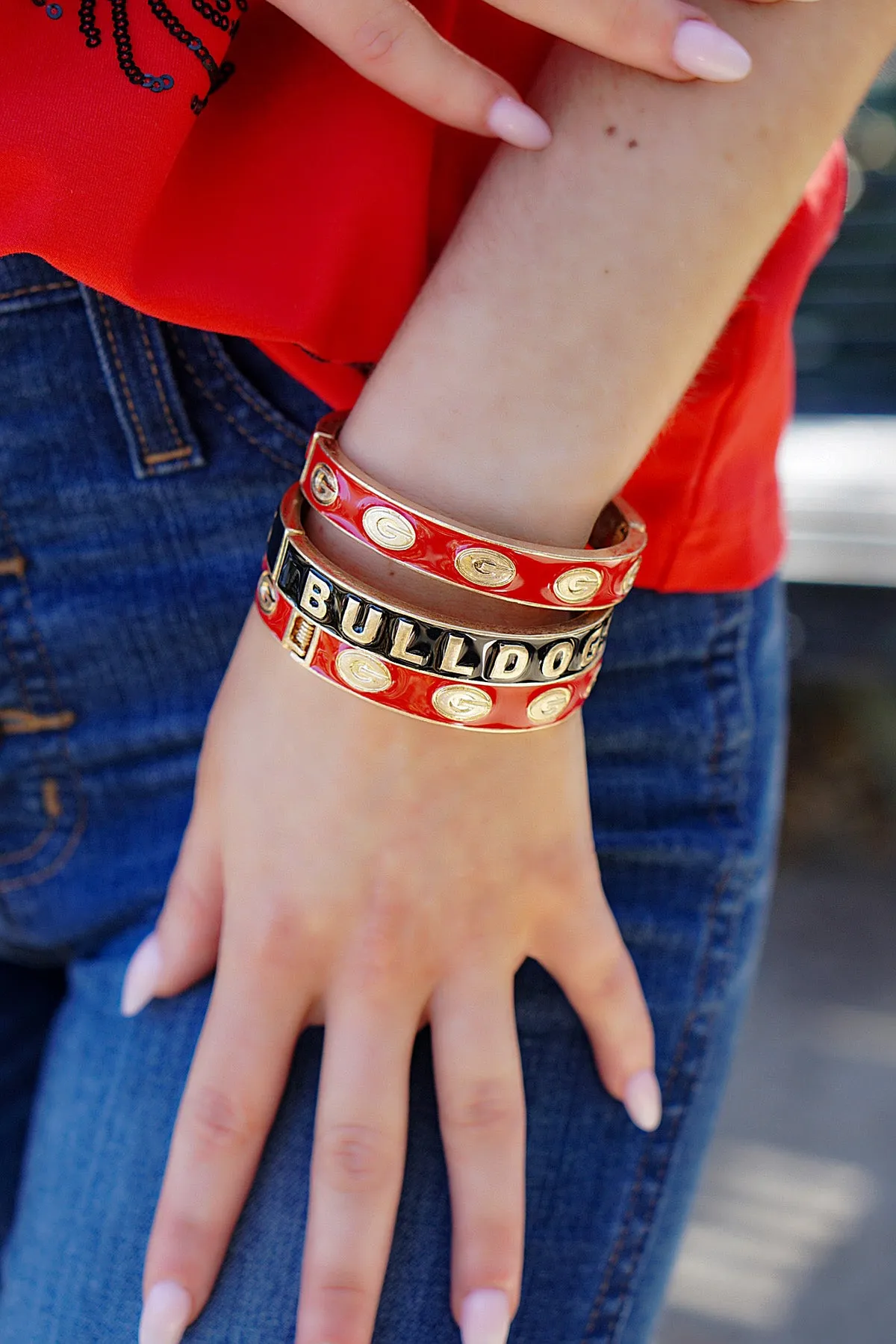 Georgia Bulldogs Enamel Logo Hinge Bangle sold by Canvas Style product image thumbnail 2