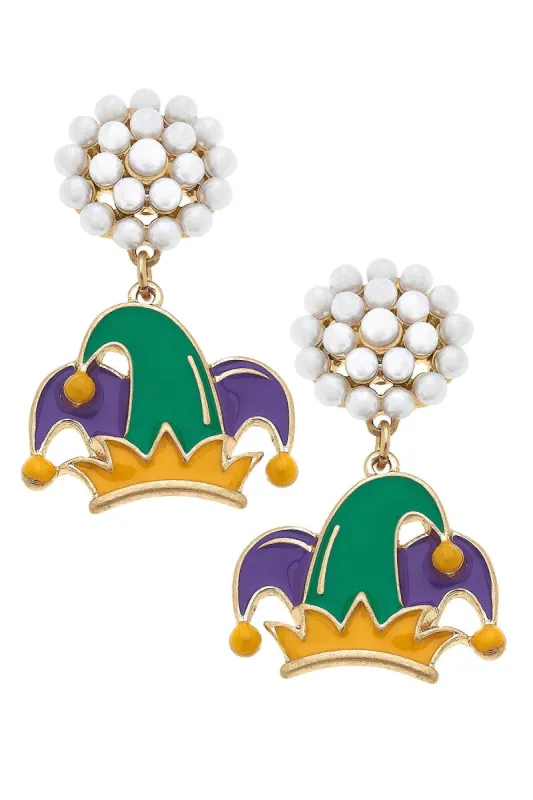 Mardi Gras Jester Hat Enamel Earrings - FINAL SALE sold by Canvas Style