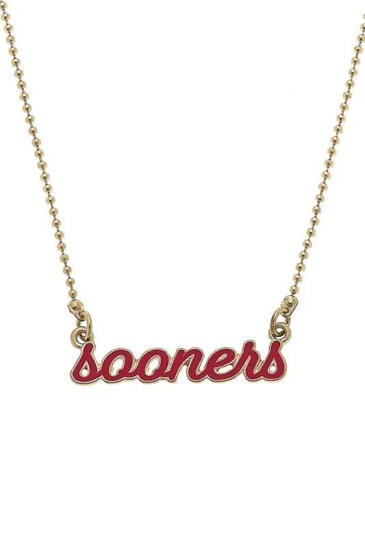Oklahoma Sooners Enamel Script Necklace sold by Canvas Style