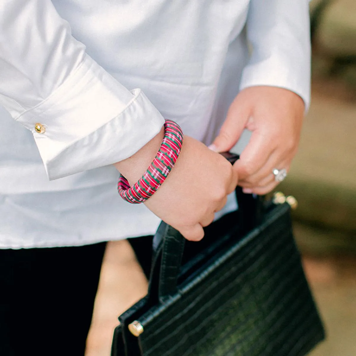 Reagan Tartan Statement Bangle in Red sold by Canvas Style product image thumbnail 2